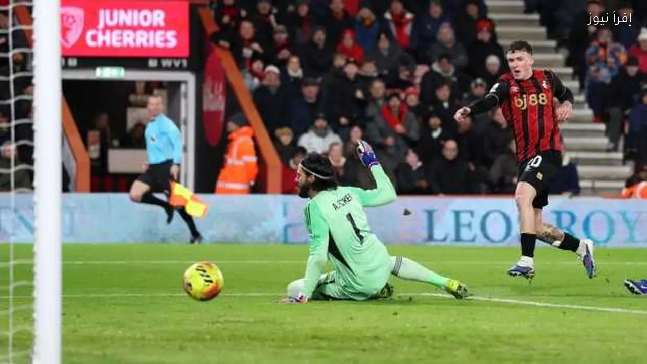 أمين عدلي يسجل هدف الفوز لبورنموث ضد ليفربول في الدقيقة الأخيرة