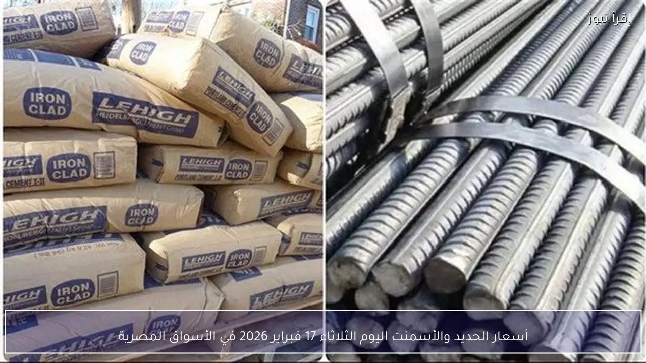 أسعار الحديد والأسمنت اليوم الثلاثاء 17 فبراير 2026 في الأسواق المصرية