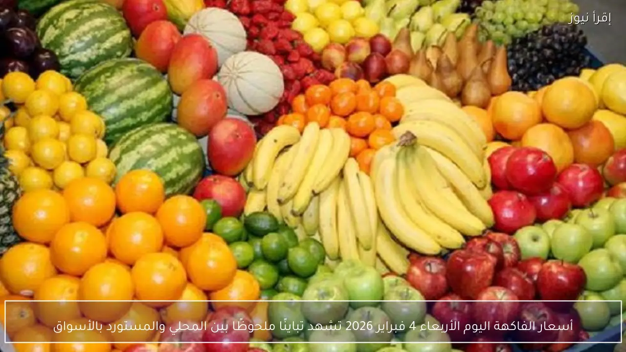 أسعار الفاكهة اليوم الأربعاء 4 فبراير 2026 تشهد تباينًا ملحوظًا بين المحلي والمستورد بالأسواق