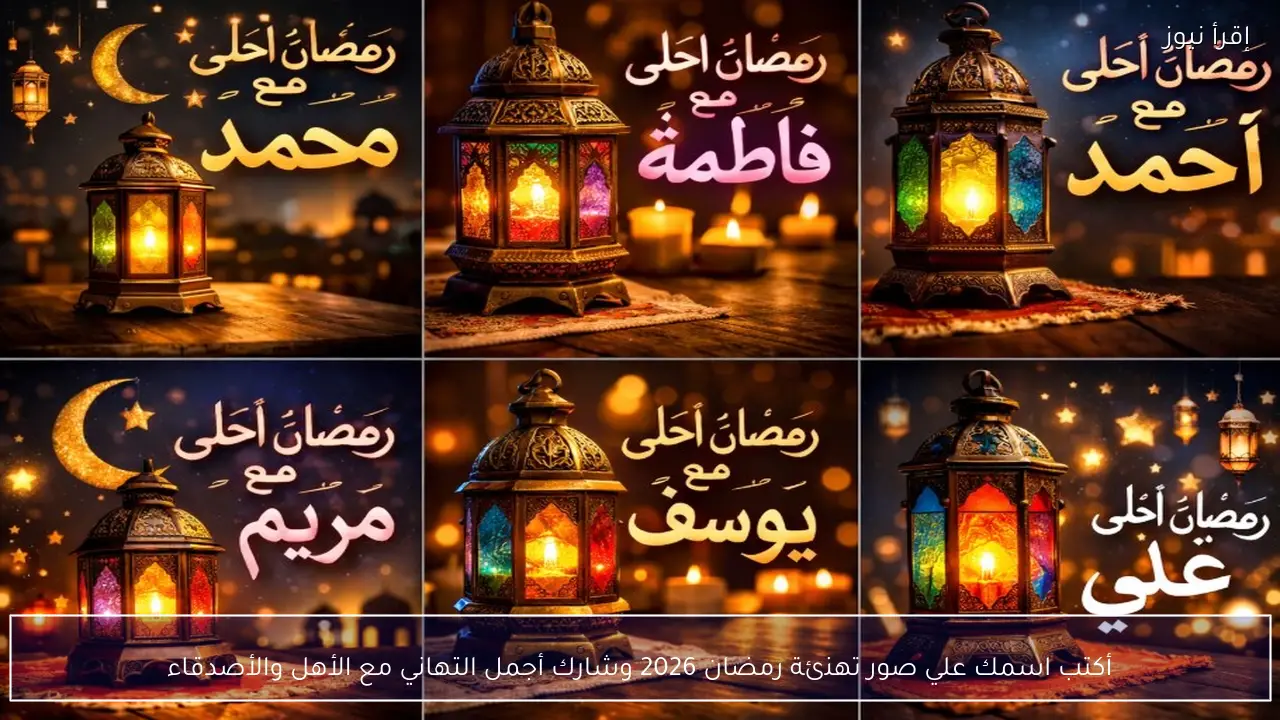 أكتب اسمك علي صور تهنئة رمضان 2026 وشارك أجمل التهاني مع الأهل والأصدقاء