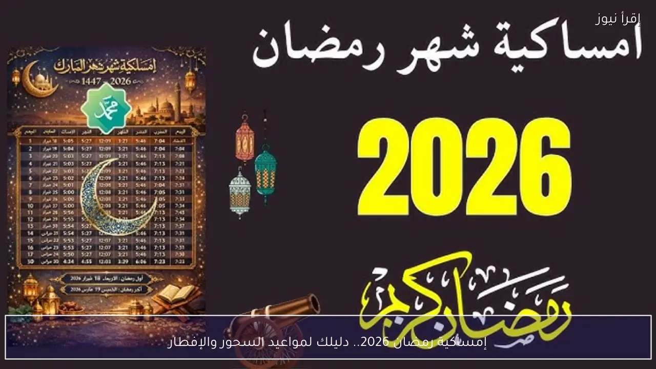 إمساكية رمضان 2026.. دليلك لمواعيد السحور والإفطار وعدد ساعات الصيام في مصر