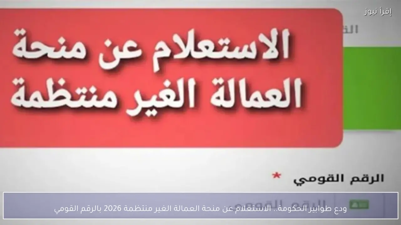 ودع طوابير الحكومة.. الاستعلام عن منحة العمالة الغير منتظمة 2026 بالرقم القومي