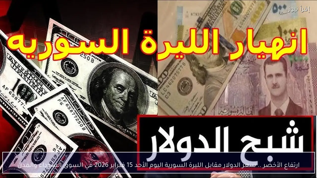 ارتفاع الأخضر .. سعر الدولار مقابل الليرة السورية اليوم الأحد 15 فبراير 2026 في السوق السوداء والمدن