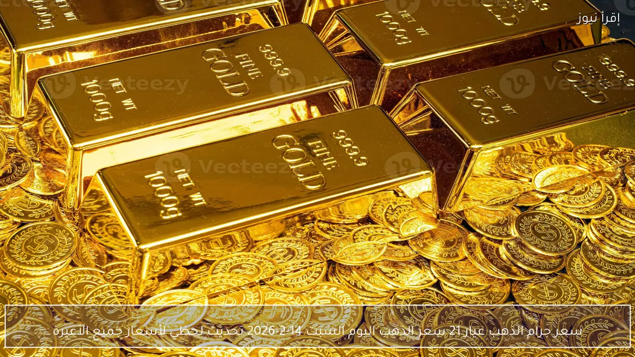 سعر جرام الذهب عيار 21 سعر الذهب اليوم السبت 14-2-2026 تحديث لحظي لأسعار جميع الأعيرة